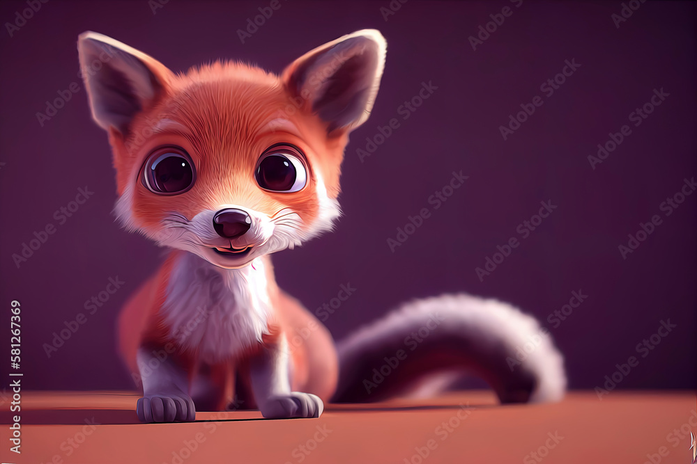 Fox character illustration showcasing cuteness and charm. AI-Generated