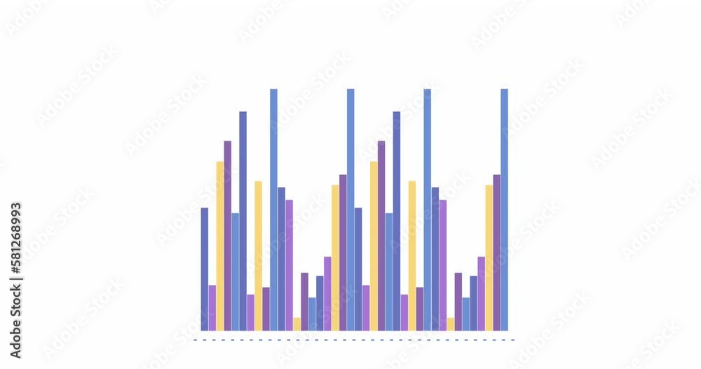 Animation of statistics and financial data processing over white background Animation of statistics and financial data processing over white background