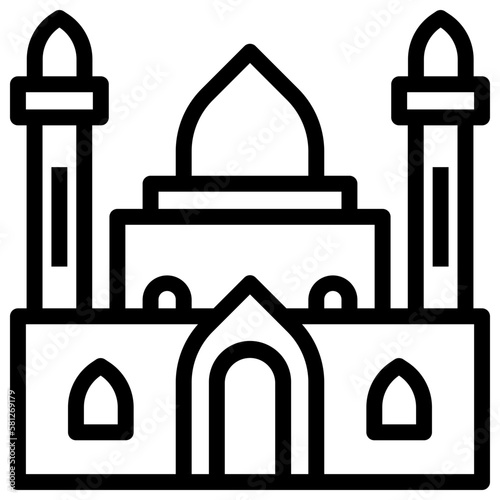 Ramadan mosque outline icon