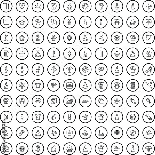 100 dress icons set. Outline illustration of 100 dress icons vector set isolated on white background