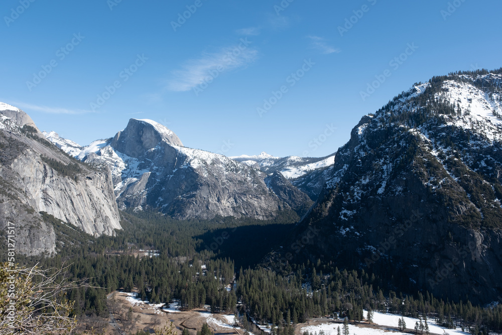 Yosemite Nationa Park, Yosemite Valley with Curry Village, Snow covered, Februrary 2023