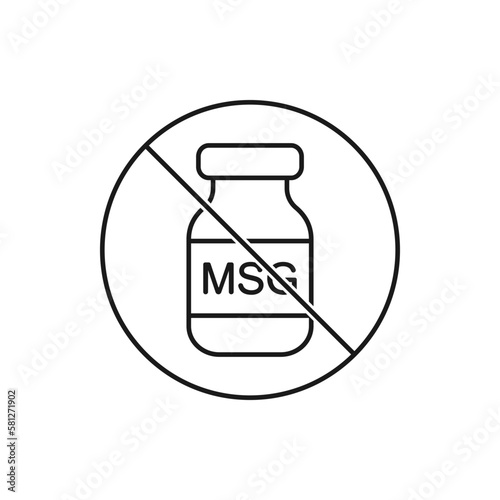 No MSG sign line icon isolated on white background. Vector illustration