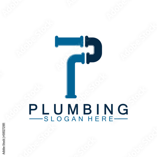 Letter P plumbing logo icon design vector
