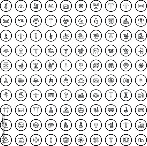 100 energy icons set. Outline illustration of 100 energy icons vector set isolated on white background