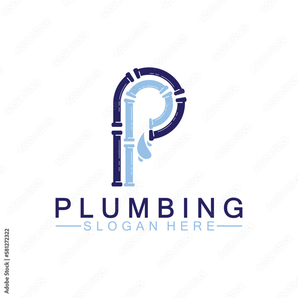Letter P plumbing logo icon design vector