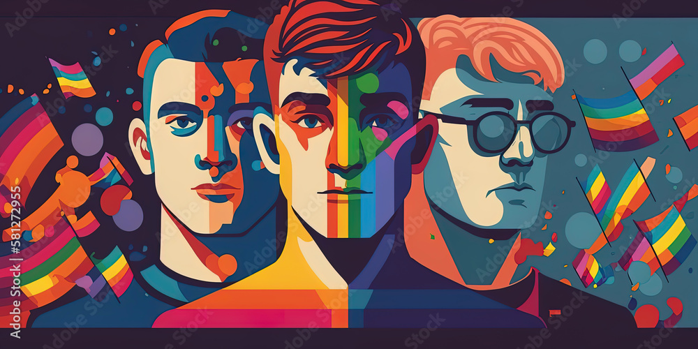 LGBTQ pride colours art illustration flat 2d. AI-Generated LGBTQ pride colours art illustration flat 2d. AI-Generated