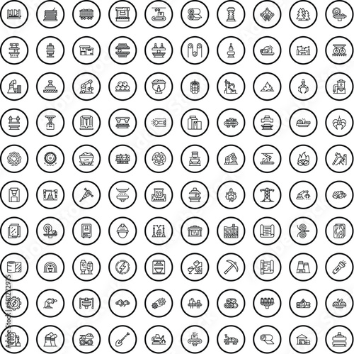 100 factory icons set. Outline illustration of 100 factory icons vector set isolated on white background