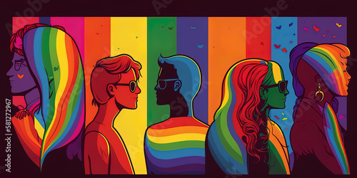 LGBTQ pride colours art illustration flat 2d. AI-Generated