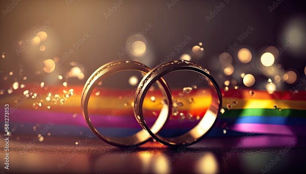 Love & Marriage shine bright in Gold - A Pair of Gold Rings on an LGBT