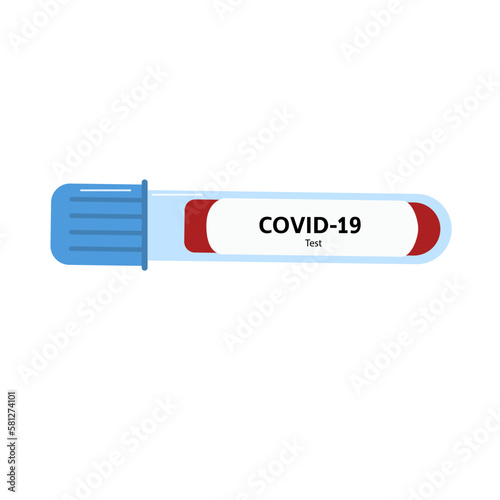 Test for coronavirus. Test result Coronavirus Covid-19. Test tube with a blood sample for COVID-19. Vector illustration