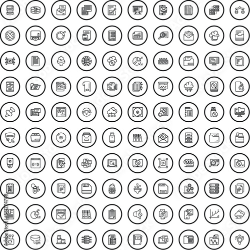 100 folder icons set. Outline illustration of 100 folder icons vector set isolated on white background