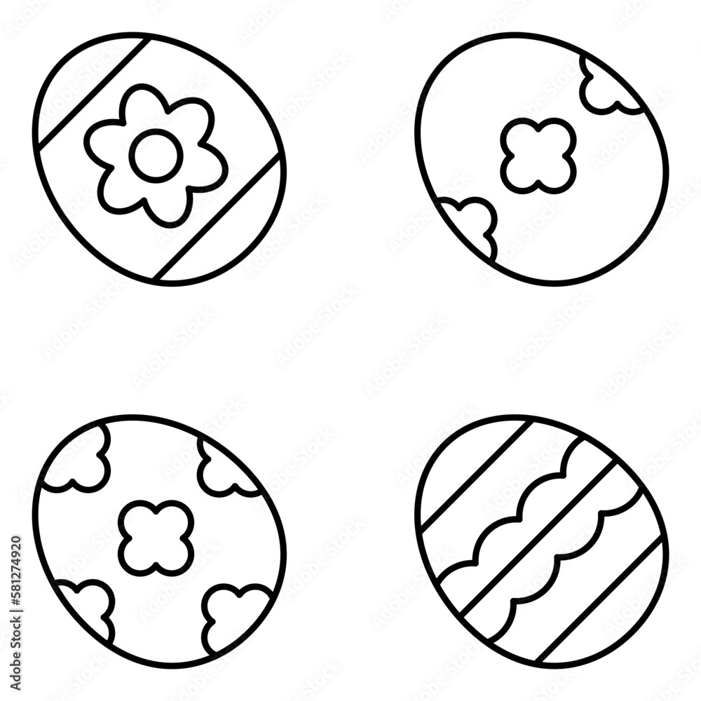 Easter Egg Vector Line Icons
