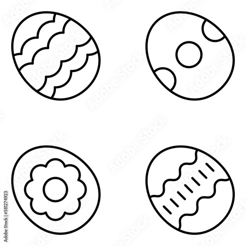 Easter Egg Vector Line Icons