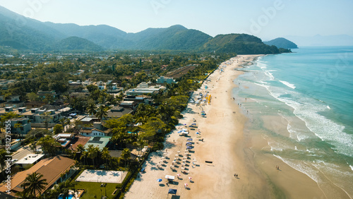 Aerial view of Juquehy beach and coastline in São Paulo, Brazil / Vista aérea da praia de Juquehy e litoral norte de São Paulo