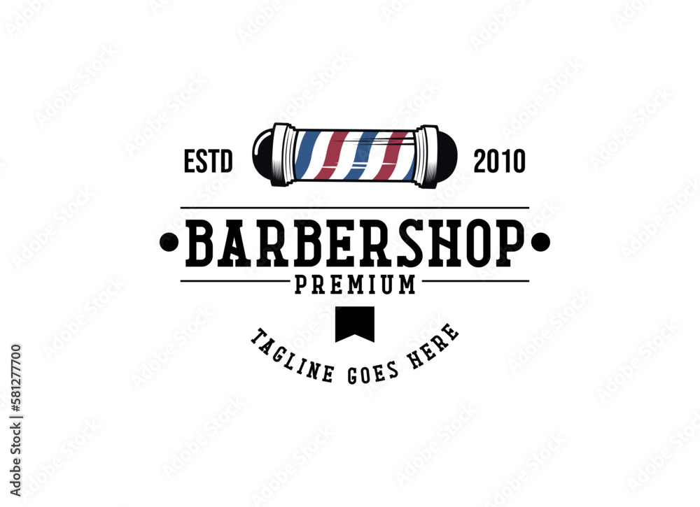 Vintage Barbershop logo template, retro style, with bearded man and barberpool