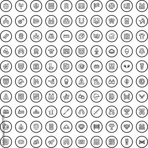 100 hobby icons set. Outline illustration of 100 hobby icons vector set isolated on white background