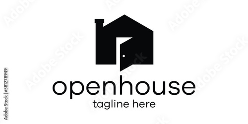 logo open door and house icon vector illustration