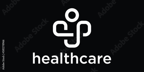logo health care people line abstract, vector illustration