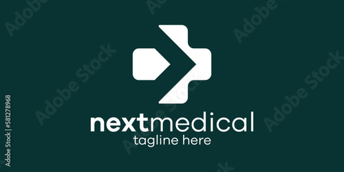 logo arrow next and medical simple icon vector illustration