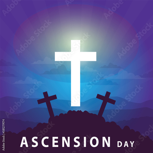 ascension day with white cross graphic illustration