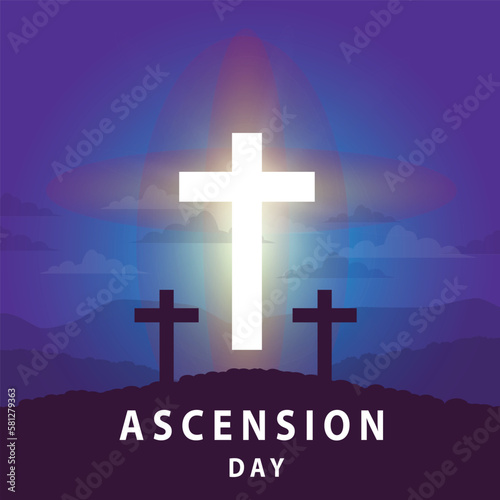 Ascension day with illustration of a white cross in the center