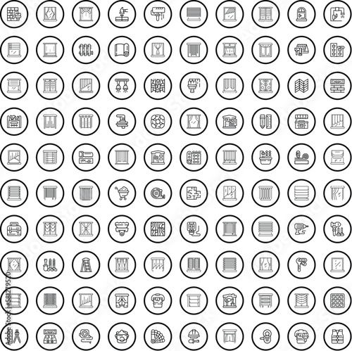 100 interior icons set. Outline illustration of 100 interior icons vector set isolated on white background