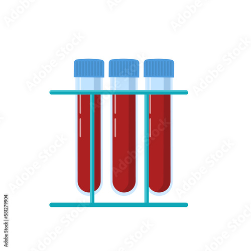 Blood test. A  medical tube with a good analysis result. Vector illustration, flat style.