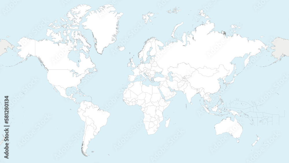 Highly detailed blank World Map vector illustration. Editable and clearly labeled layers.