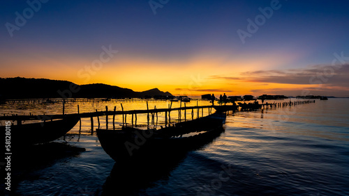 Sunset Rach Vem fishing village, Phu Quoc island, Kieng Giang province, Viet Nam photo