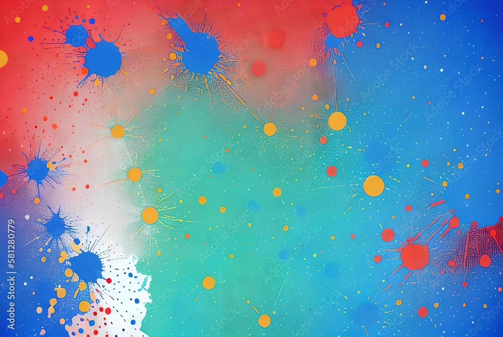 An abstract painting made with splashes of paint in various colors