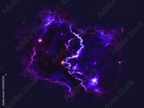 Dark blue and purple nebula cosmos background, Generative AI
