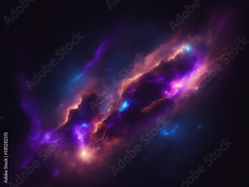 Colorful red and blue nebulas showcasing the beauty of the universe, Generative AI