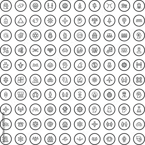 100 people icons set. Outline illustration of 100 people icons vector set isolated on white background