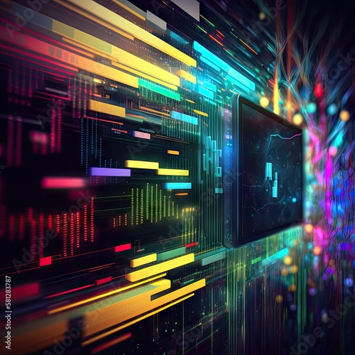 Data stream abstract background computer chip. Technology Background