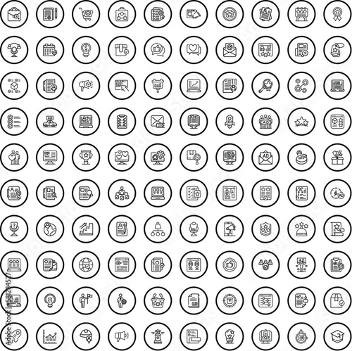 100 portfolio icons set. Outline illustration of 100 portfolio icons vector set isolated on white background
