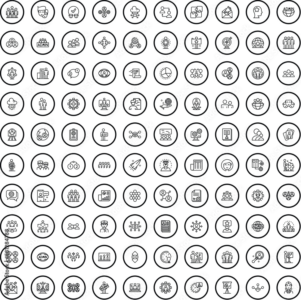 100 profession icons set. Outline illustration of 100 profession icons vector set isolated on white background 100 profession icons set. Outline illustration of 100 profession icons vector set isolated on white background