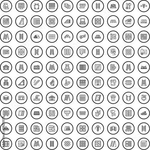 100 renovation icons set. Outline illustration of 100 renovation icons vector set isolated on white background