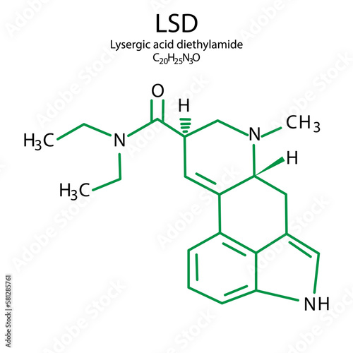 lsd formula. con for medical design. Lysergic acid diethylamide formula. Vector illustration. photo
