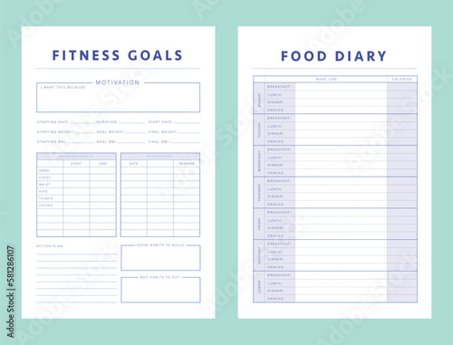 Fitness Goal and food diary planner. Happy eat happy life.