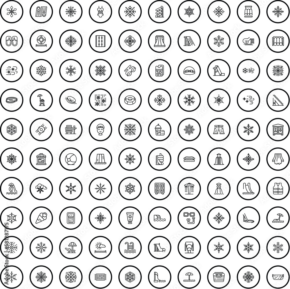 100 season icons set. Outline illustration of 100 season icons vector set isolated on white background 100 season icons set. Outline illustration of 100 season icons vector set isolated on white background