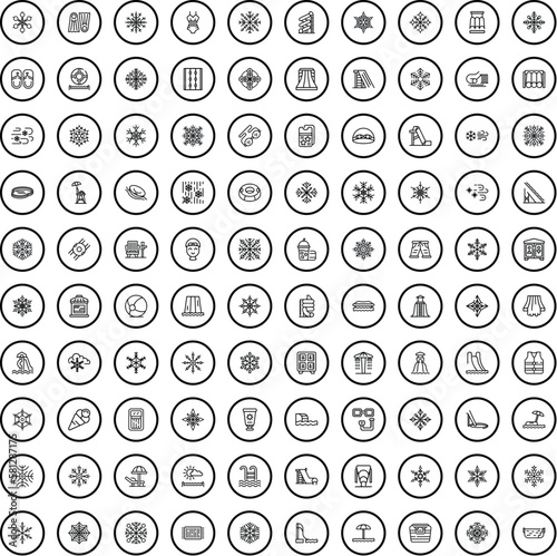 100 season icons set. Outline illustration of 100 season icons vector set isolated on white background
