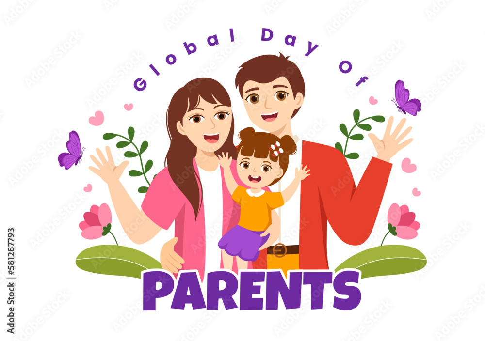 Global Day of Parents Illustration with Importance of Being a Parenthood and its Role in Kids in Flat Cartoon Hand Drawn for Landing Page Template Global Day of Parents Illustration with Importance of Being a Parenthood and its Role in Kids in Flat Cartoon Hand Drawn for Landing Page Template