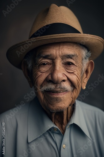 A Joyful Happy Beautiful Easter Display of Diversity  Hispanic Elderly Man Sporting Easter Bonnet with Confidence and Smiles  Symbolizing Unity and Acceptance  generative AI 