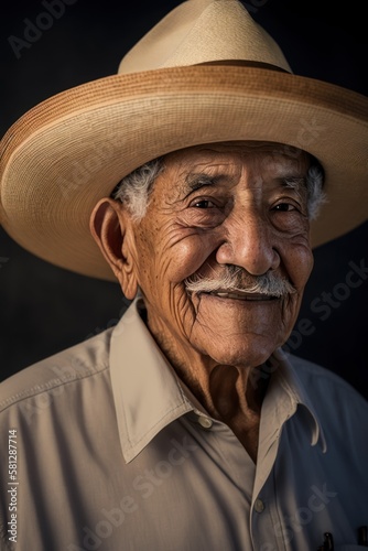 A Joyful Happy Beautiful Easter Display of Diversity: Hispanic Elderly Man Sporting Easter Bonnet with Confidence and Smiles, Symbolizing Unity and Acceptance (generative AI)