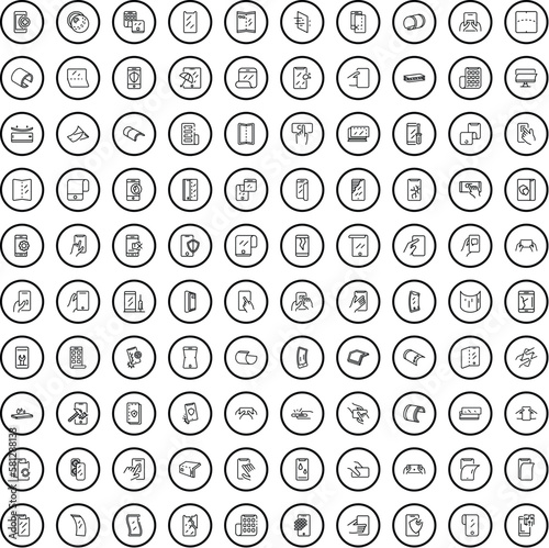 100 smartphone icons set. Outline illustration of 100 smartphone icons vector set isolated on white background