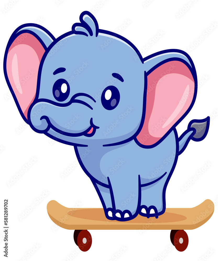 Elephant Playing Skateboard Background and Illustration
