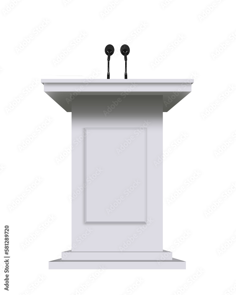 Podium rostrum stands with microphones.  - obrazy, fototapety, plakaty 