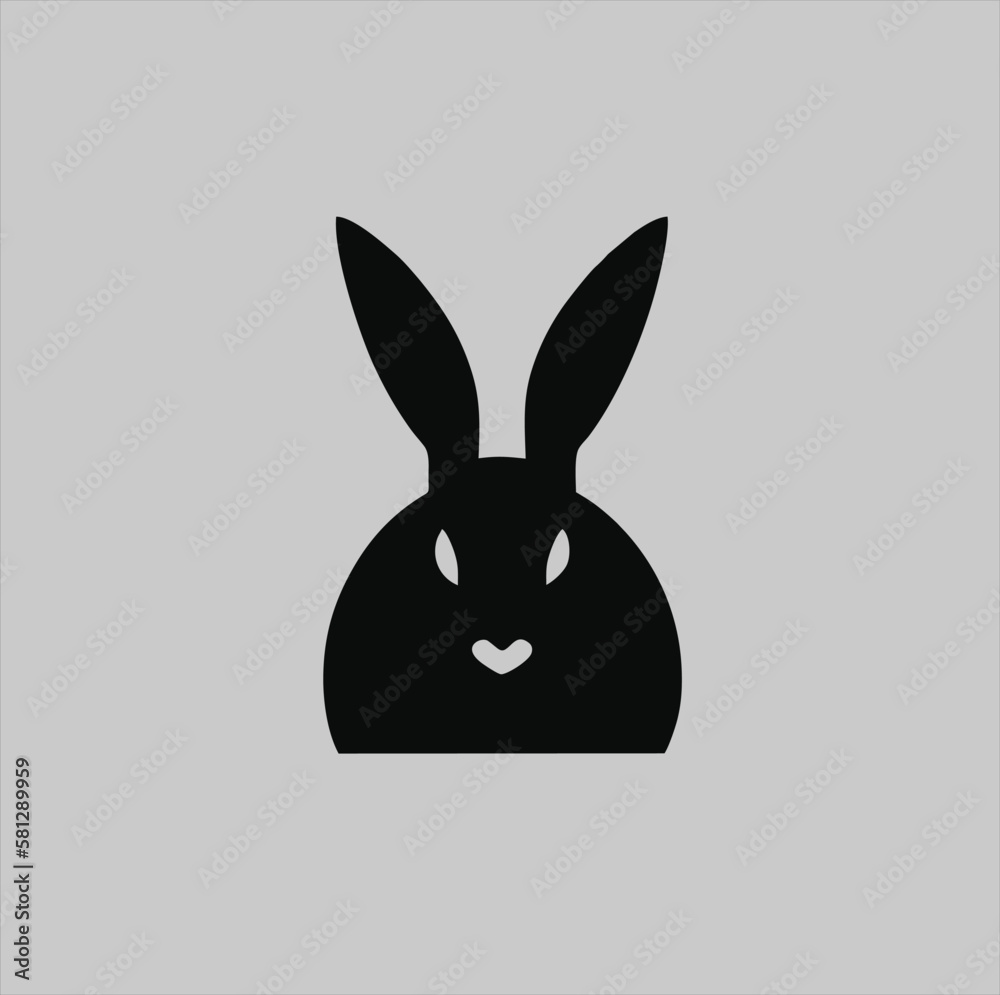 Fototapeta premium Rabbit animal illustration logo, rabbit silhouette isolated on white background