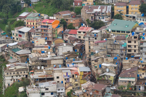 Wallpaper Mural Aerial top view of Muree village, Islamabad with residential local houses, nature trees, Pakistan in urban city town in Asia, buildings. Torontodigital.ca