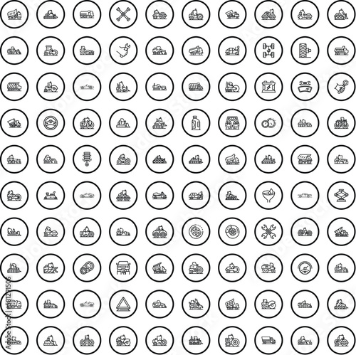 100 transport icons set. Outline illustration of 100 transport icons vector set isolated on white background
